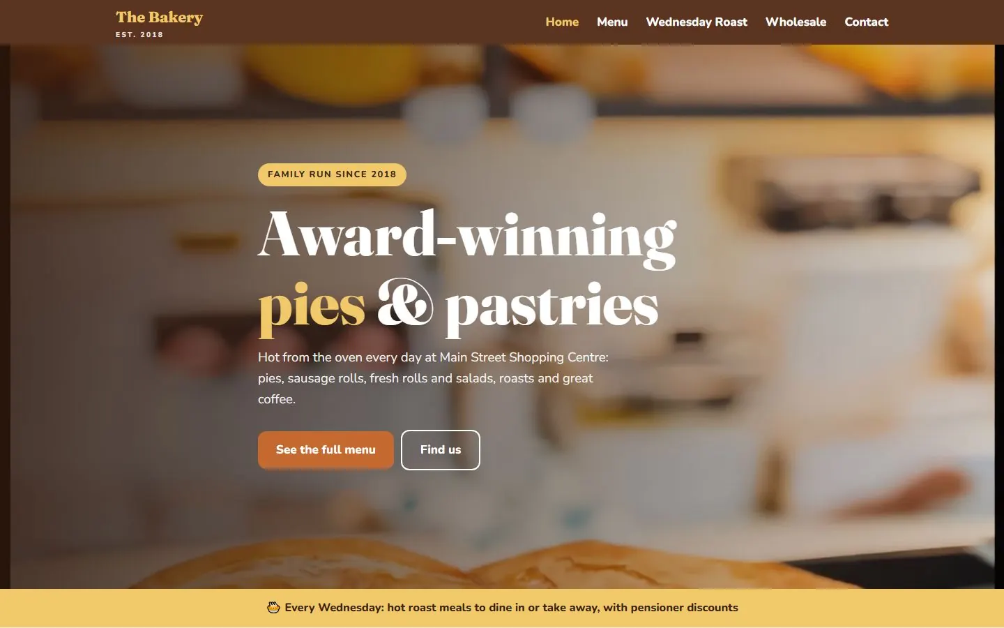 Bakery homepage concept